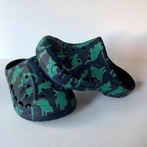 Boys Crocs Navy Blue With Green Dinosaurs J1 Junior 1